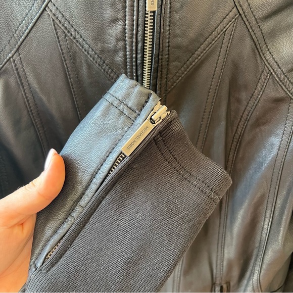 Michael Kors Genuine Leather Racer Moto Jacket Zip-Up Black  Size Medium - Picture 6 of 9